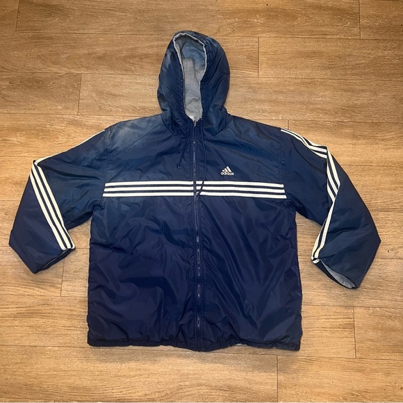 adidas Other - Adidas Dark Blue Jacket with White Stripes vintage